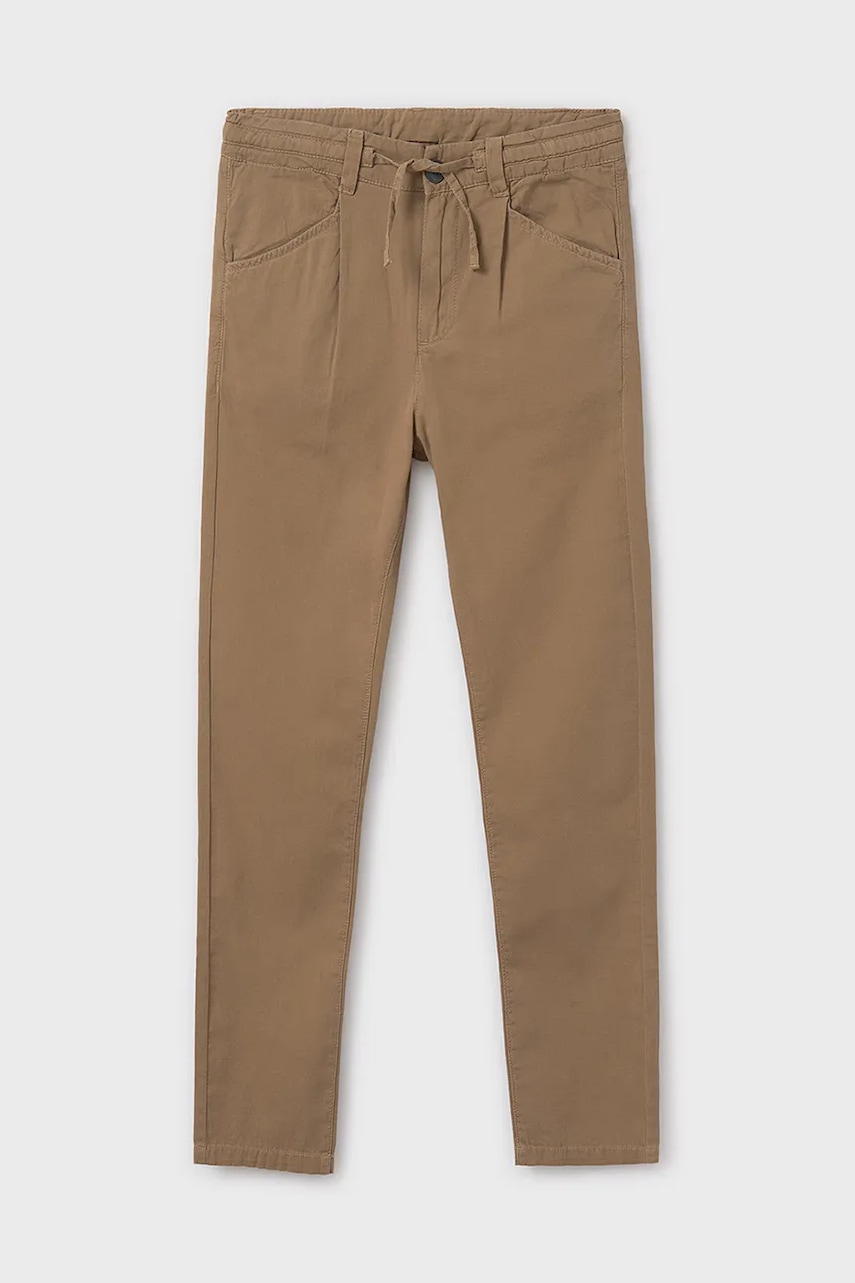 Mayoral pantaloni de bumbac pentru copii relaxed fit culoarea verde, neted, 6525
