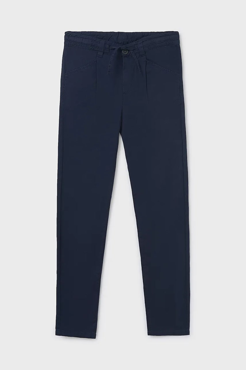 Mayoral pantaloni de bumbac pentru copii relaxed fit culoarea albastru marin, neted, 6525 Mayoral pantaloni de bumbac pentru copii relaxed fit culoarea albastru marin, neted, 6525
