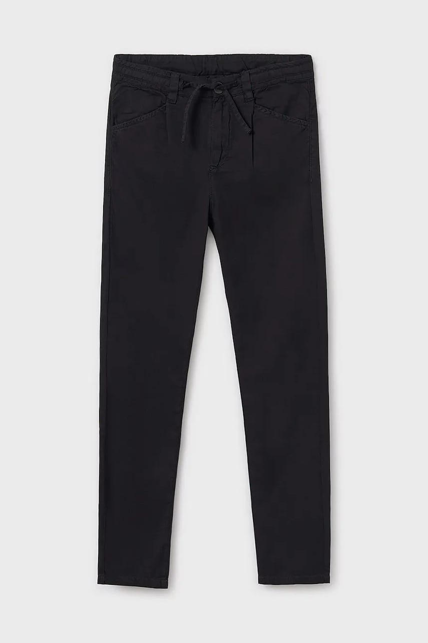 Mayoral pantaloni de bumbac pentru copii relaxed fit culoarea negru, neted, 6525