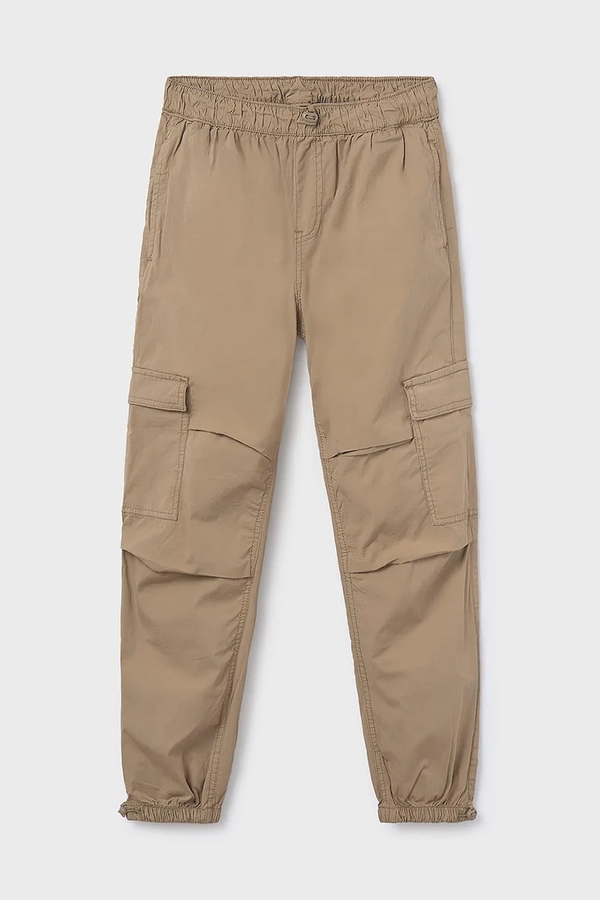 Mayoral pantaloni de trening pentru copii cargo culoarea maro, neted, 6529 Mayoral pantaloni de trening pentru copii cargo culoarea maro, neted, 6529