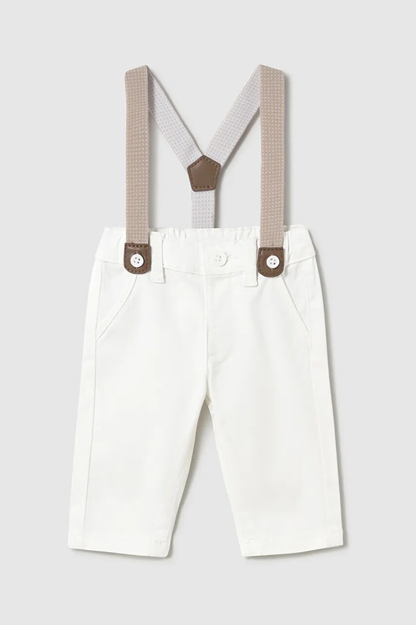 Mayoral Newborn pantaloni din bumbac pentru bebeluși culoarea alb, neted, 1561