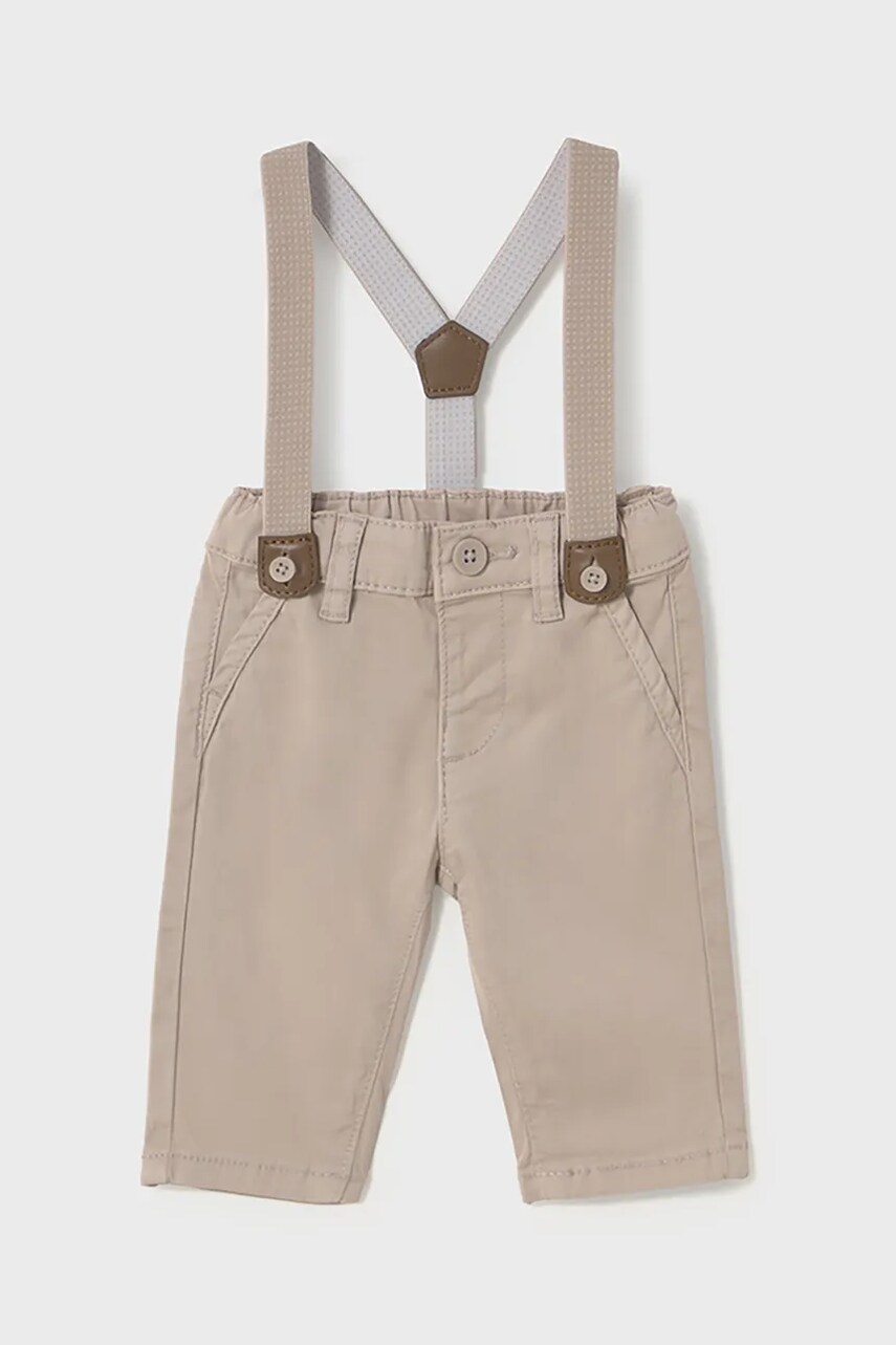 Mayoral Newborn pantaloni din bumbac pentru bebeluși culoarea bej, neted, 1561