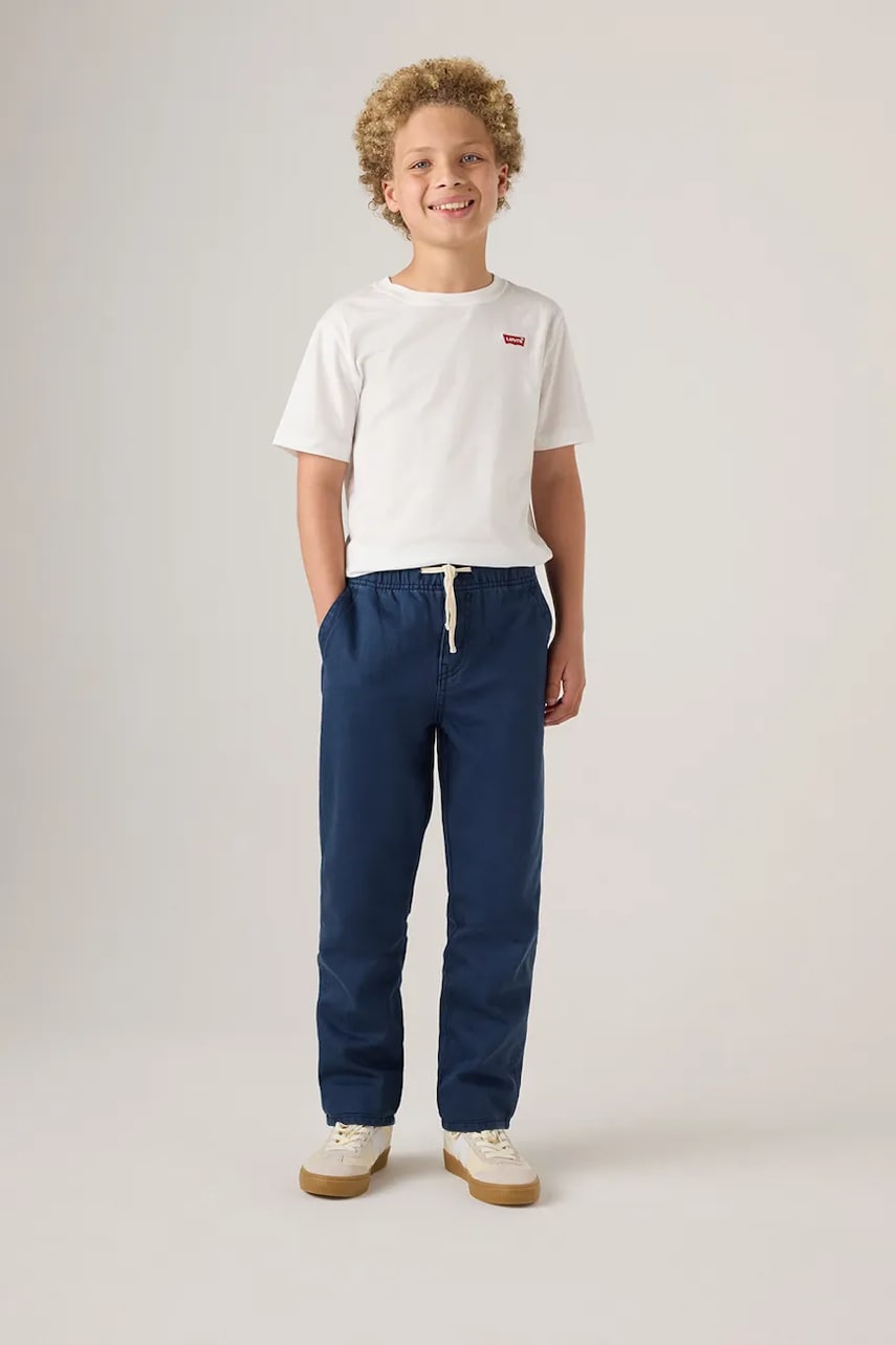 Levi's pantaloni de bumbac pentru copii LOOSE FIT PULL-ON PANTS culoarea albastru marin, neted, 9EL221 Levi's pantaloni de bumbac pentru copii LOOSE FIT PULL-ON PANTS culoarea albastru marin, neted, 9EL221