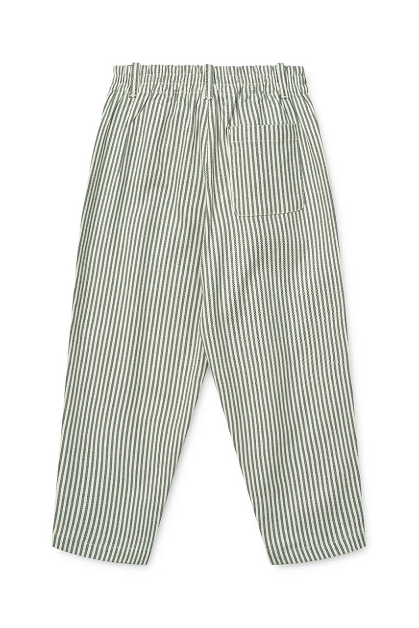 Детские хлопковые брюки Liewood Beal Stripe Pants цвет зелёный с узором LW19927