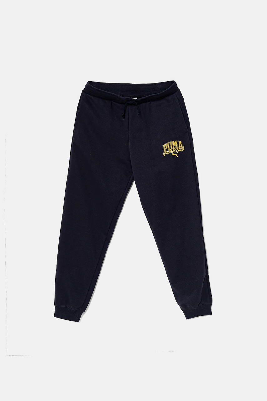 Puma pantaloni de trening pentru copii CLASS Sweatpants TR culoarea albastru marin, cu imprimeu, 685800 Puma pantaloni de trening pentru copii CLASS Sweatpants TR culoarea albastru marin, cu imprimeu, 685800