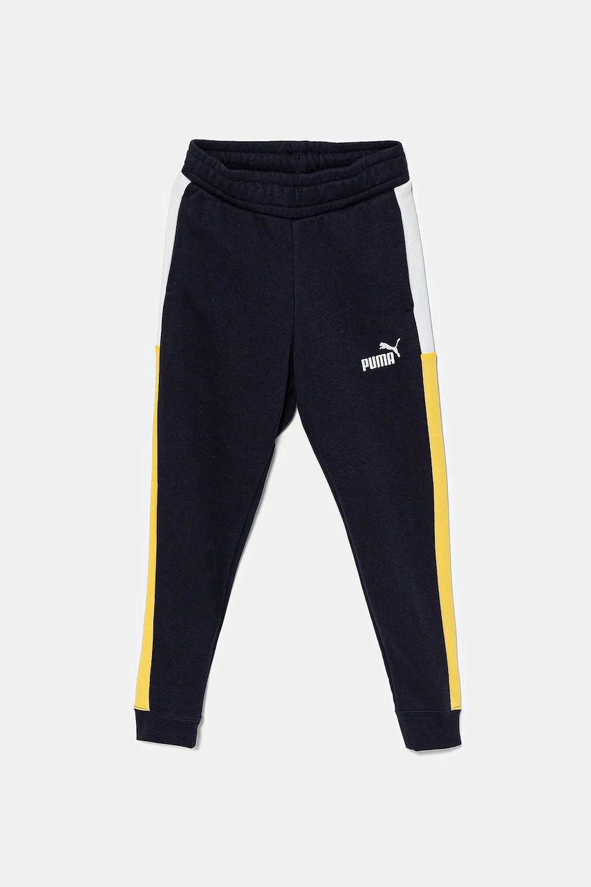 Puma pantaloni de trening pentru copii ESS BLOCK Sweatpants TR culoarea albastru marin, modelator, 685820 Puma pantaloni de trening pentru copii ESS BLOCK Sweatpants TR culoarea albastru marin, modelator, 685820