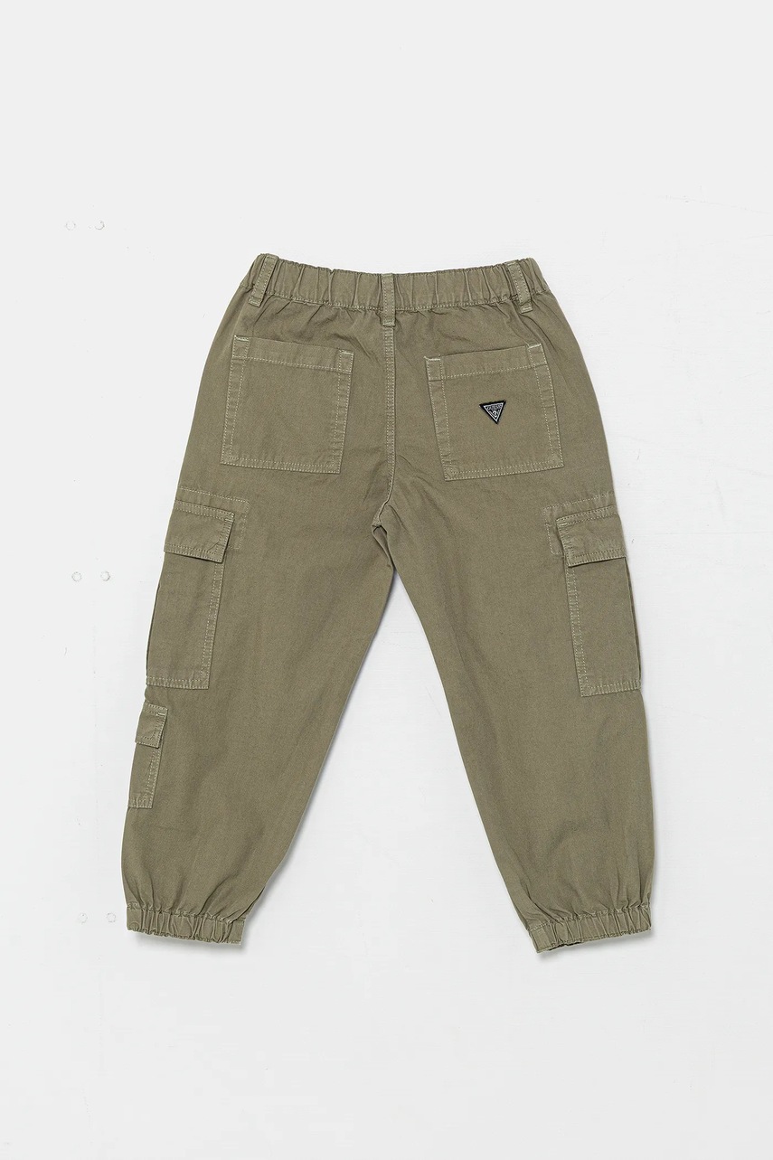 Дитячі бавовняні штани Guess колір зелений однотонні N5GB04 WGBT1