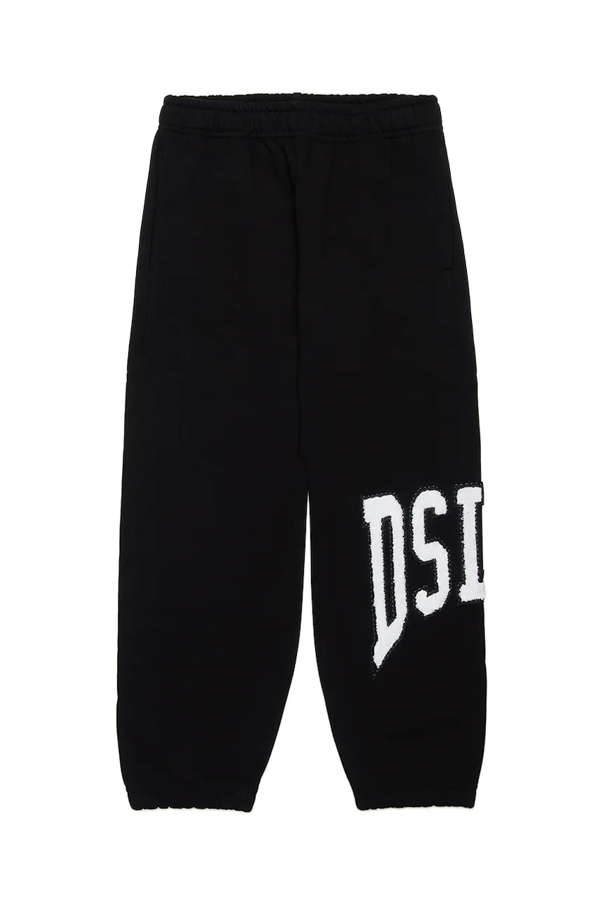 Diesel pantaloni de trening din bumbac pentru copii PMARCHI TROUSERS culoarea negru, cu imprimeu, J02227 Diesel pantaloni de trening din bumbac pentru copii PMARCHI TROUSERS culoarea negru, cu imprimeu, J02227