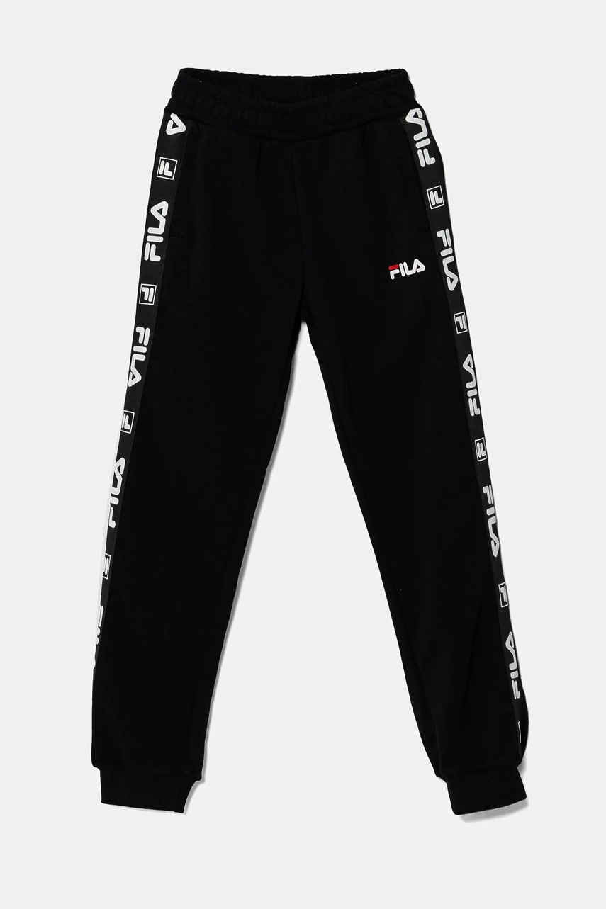 Fila pantaloni de trening pentru copii IDSTEIN culoarea negru, cu imprimeu, FAT0689