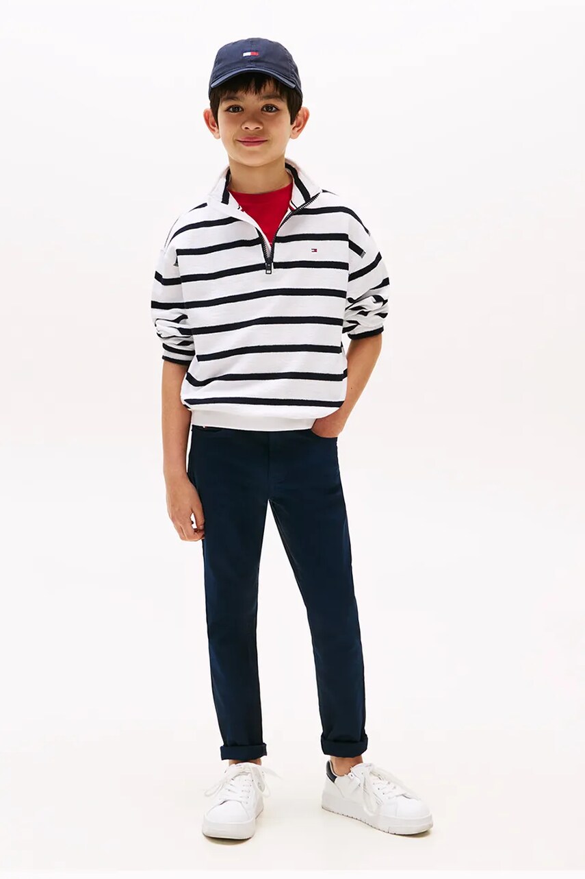 Levně Dětské kalhoty Tommy Hilfiger tmavomodrá barva, hladké, KB0KB09159