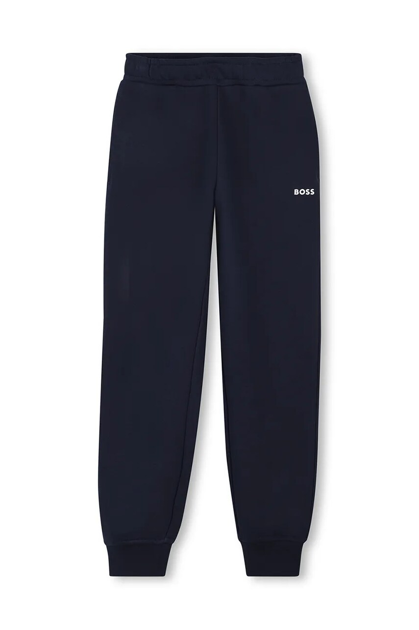 BOSS pantaloni de trening pentru copii culoarea albastru marin, neted, J51952