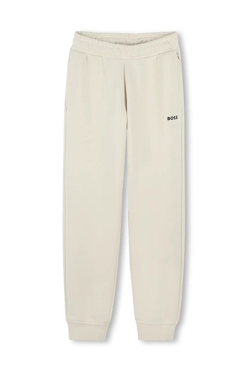 BOSS pantaloni de trening pentru copii culoarea bej, neted, J51952