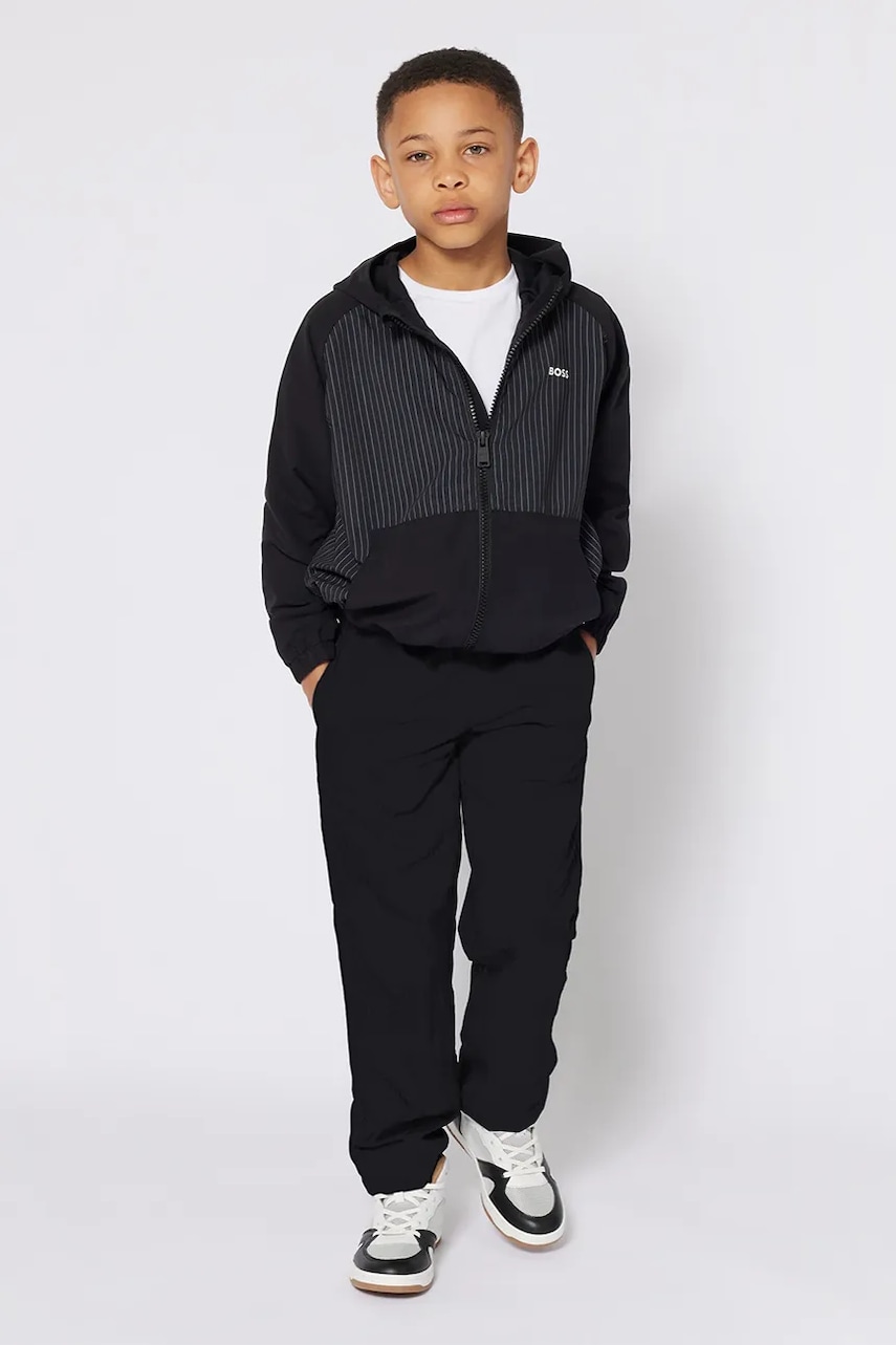 BOSS pantaloni de trening pentru copii culoarea negru, neted, J51955