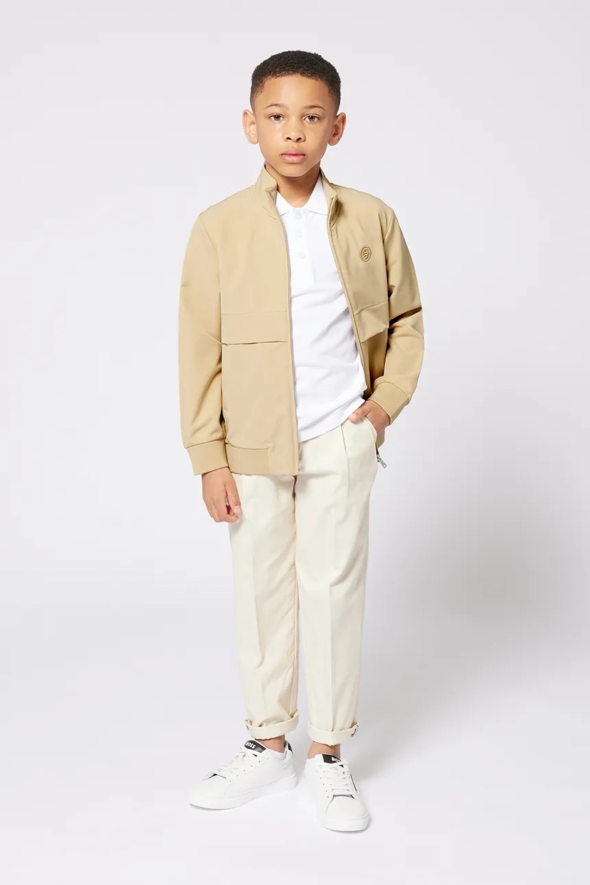 BOSS pantaloni copii culoarea bej, neted, J51978