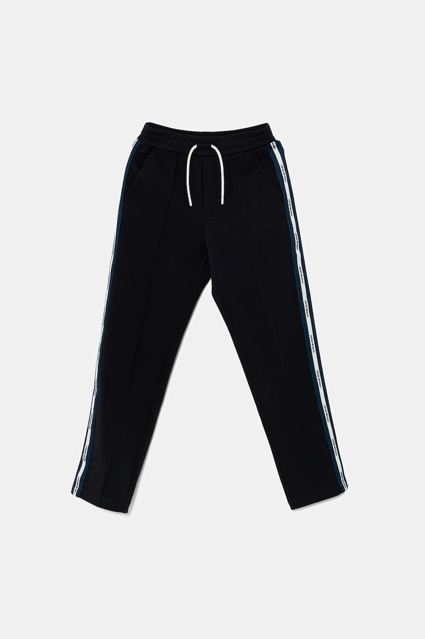 Emporio Armani pantaloni de trening pentru copii culoarea albastru marin, cu imprimeu, EB000148 AF10126