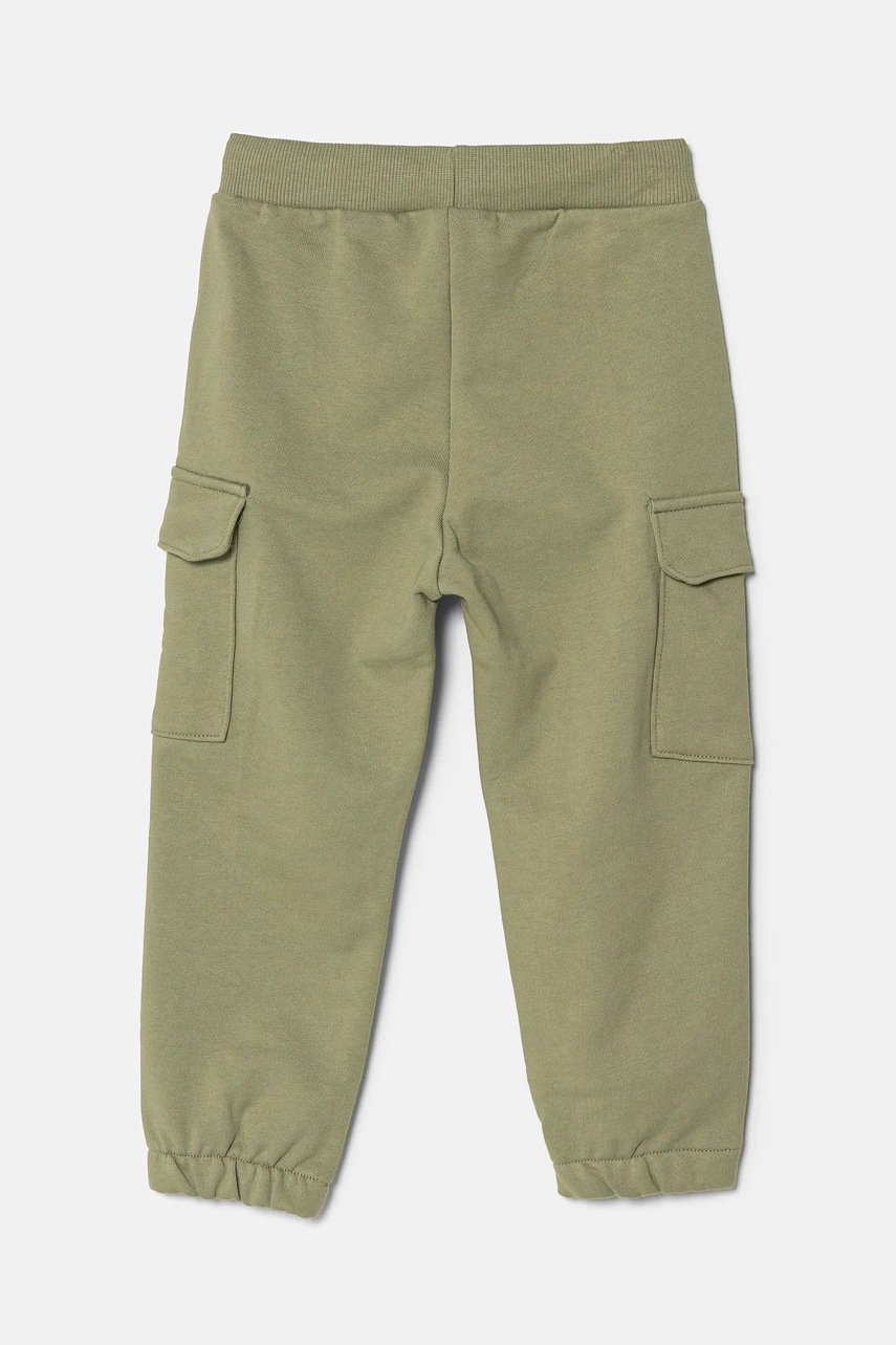 Детские хлопковые штаны United Colors of Benetton цвет зелёный однотонные 3UNIGF045