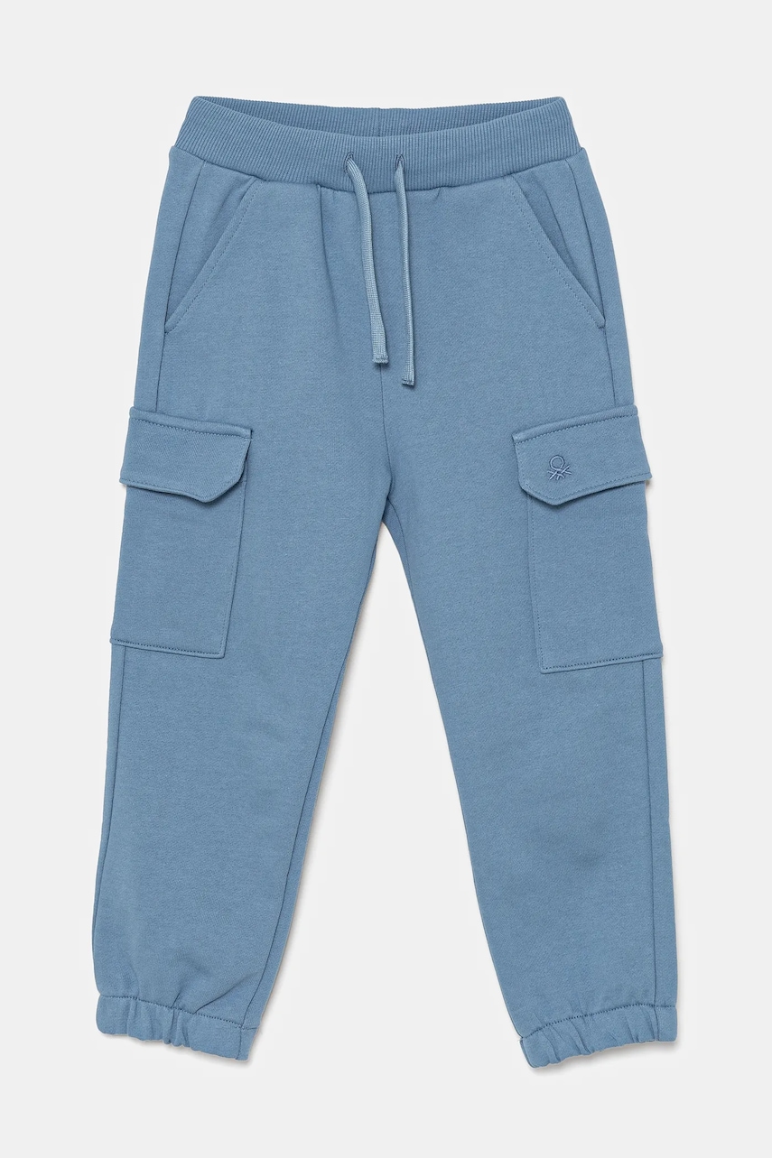 United Colors of Benetton pantaloni de trening din bumbac pentru copii neted, 3UNIGF045