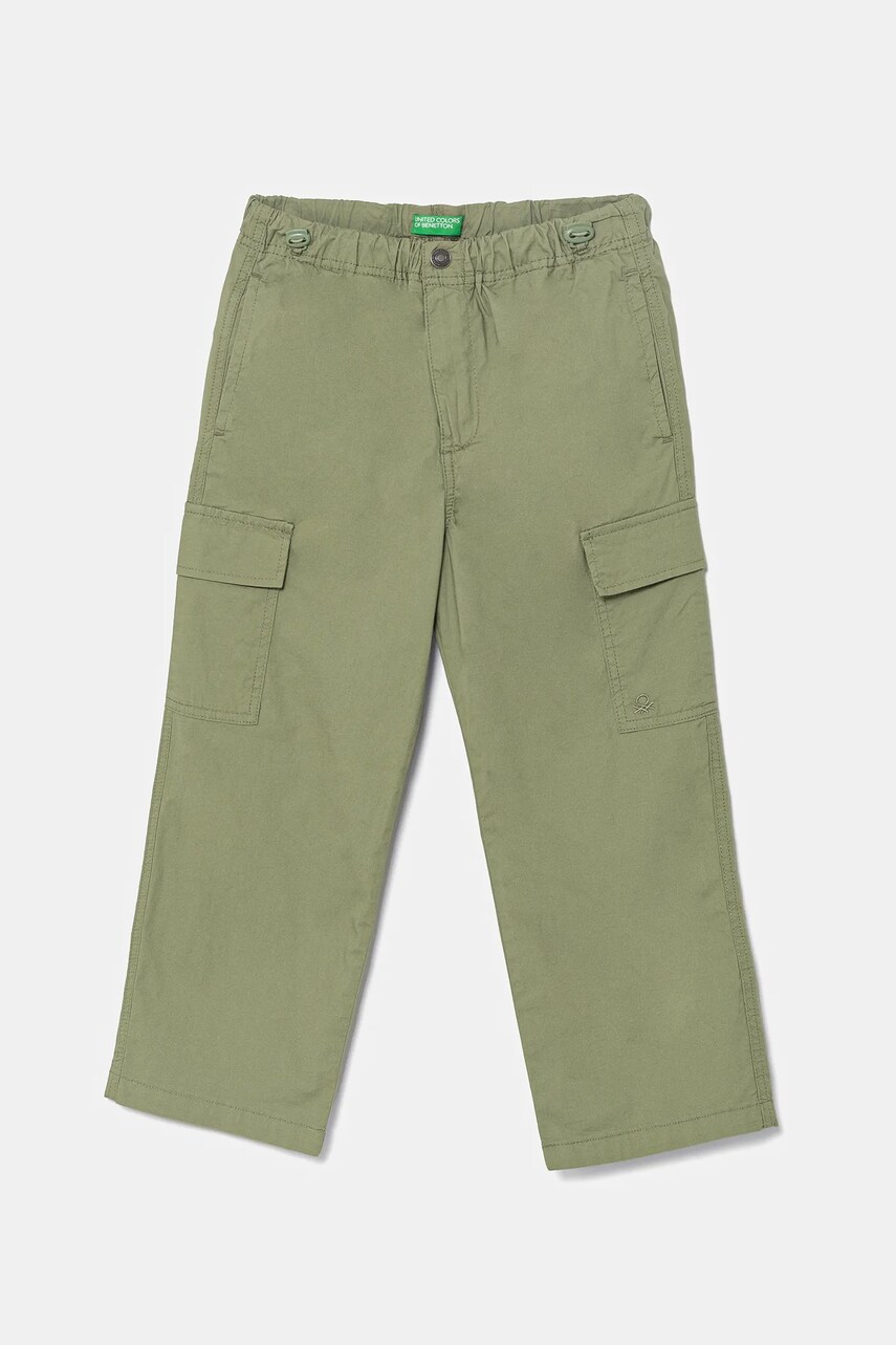 United Colors of Benetton pantaloni copii culoarea verde, neted, 4L2VCF04I