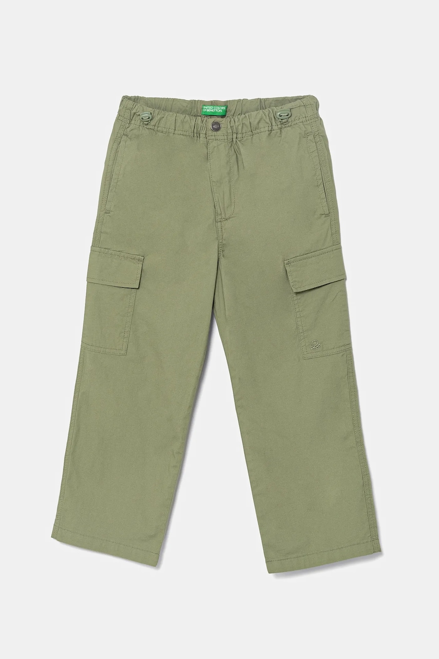 United Colors of Benetton pantaloni copii culoarea verde, neted, 4L2VCF04I