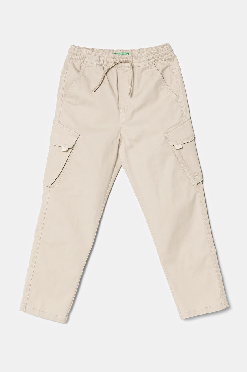 United Colors of Benetton pantaloni copii culoarea bej, neted, 4TCGCF049