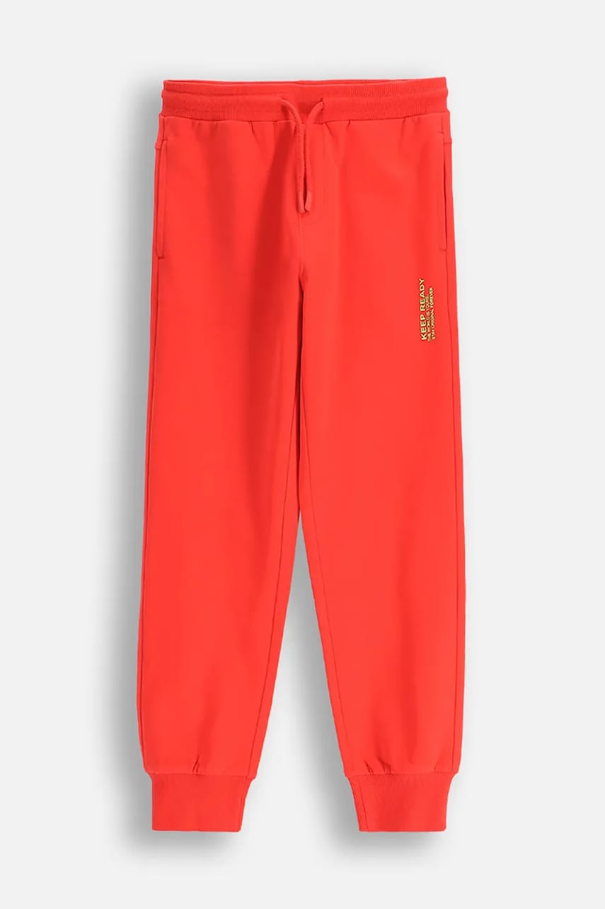 Coccodrillo pantaloni de trening din bumbac pentru copii culoarea rosu, neted, EVERYDAY BOY Coccodrillo pantaloni de trening din bumbac pentru copii culoarea rosu, neted, EVERYDAY BOY
