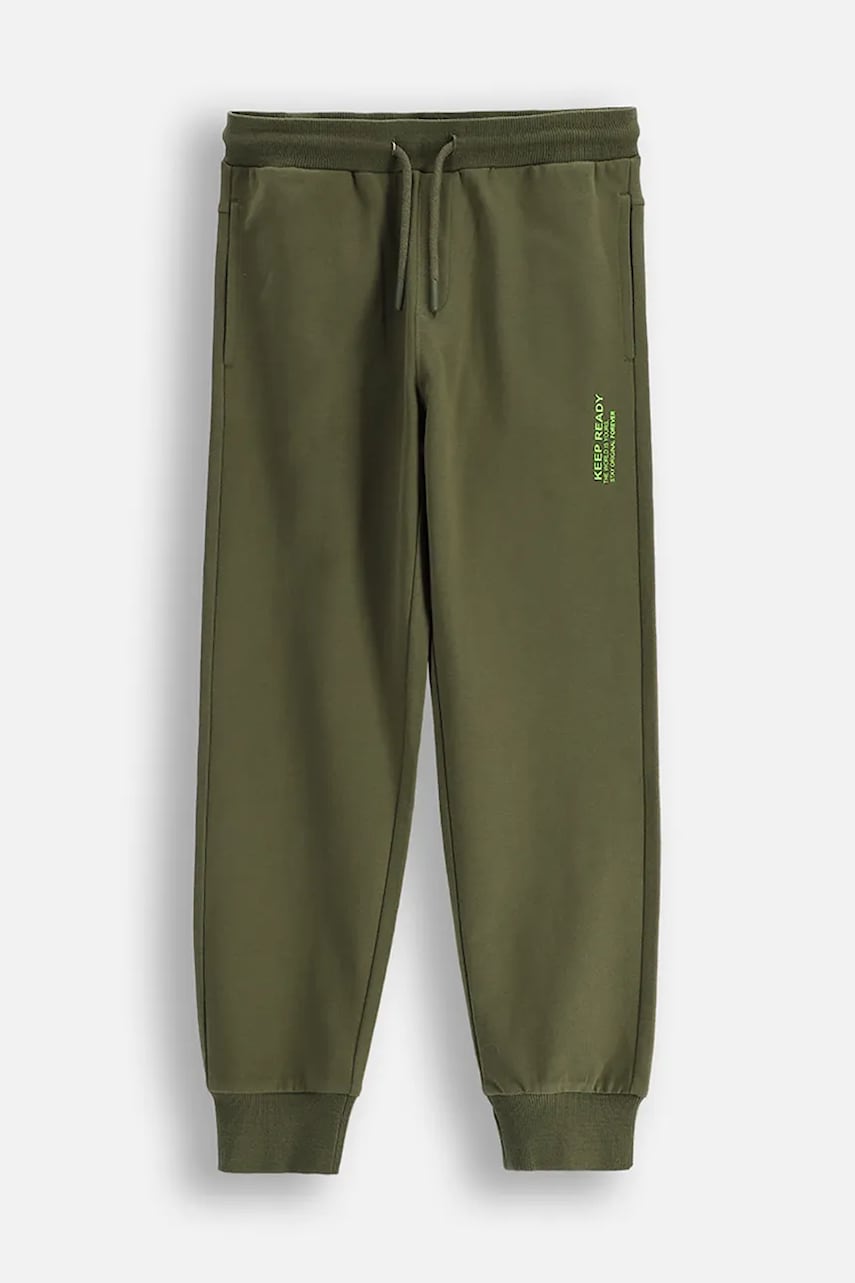Coccodrillo pantaloni de trening din bumbac pentru copii culoarea verde, neted, EVERYDAY BOY Coccodrillo pantaloni de trening din bumbac pentru copii culoarea verde, neted, EVERYDAY BOY