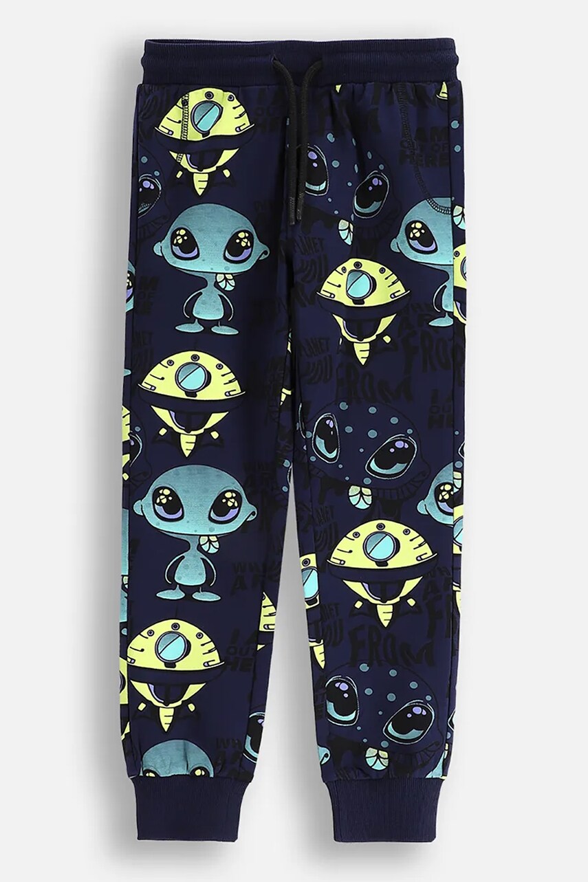 Coccodrillo pantaloni de trening pentru copii culoarea bleumarin, cu imprimeu, COSMIC RAVE BOY KIDS