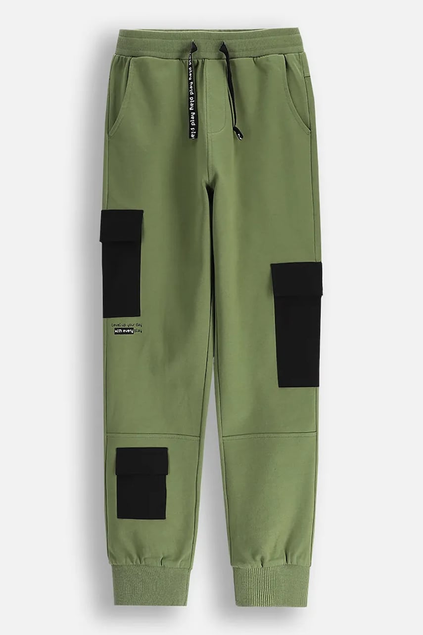 Coccodrillo pantaloni de trening din bumbac pentru copii culoarea verde, uni, GAMER BOY JUNIOR Coccodrillo pantaloni de trening din bumbac pentru copii culoarea verde, uni, GAMER BOY JUNIOR