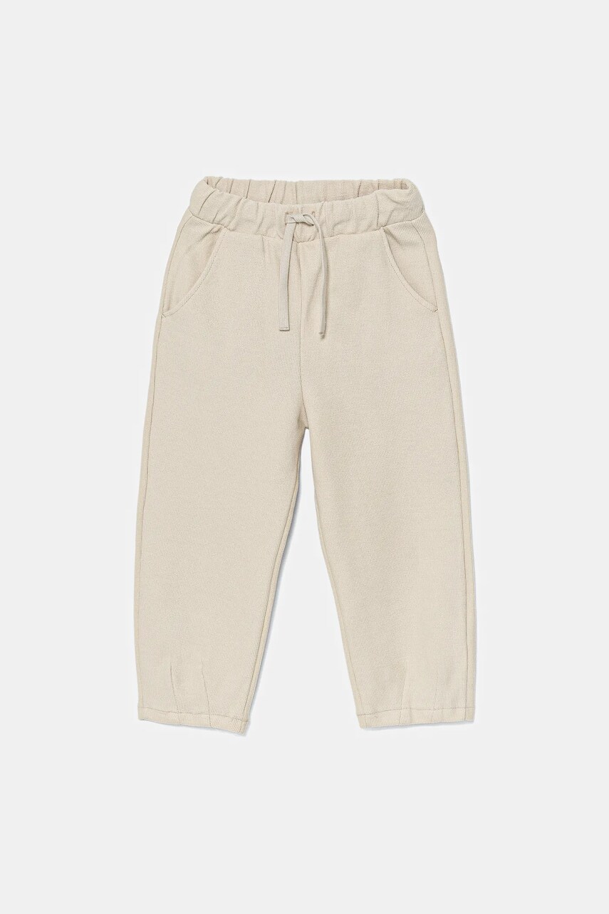 United Colors of Benetton pantaloni de trening din bumbac pentru copii culoarea bej, uni, 3HJMGF04M