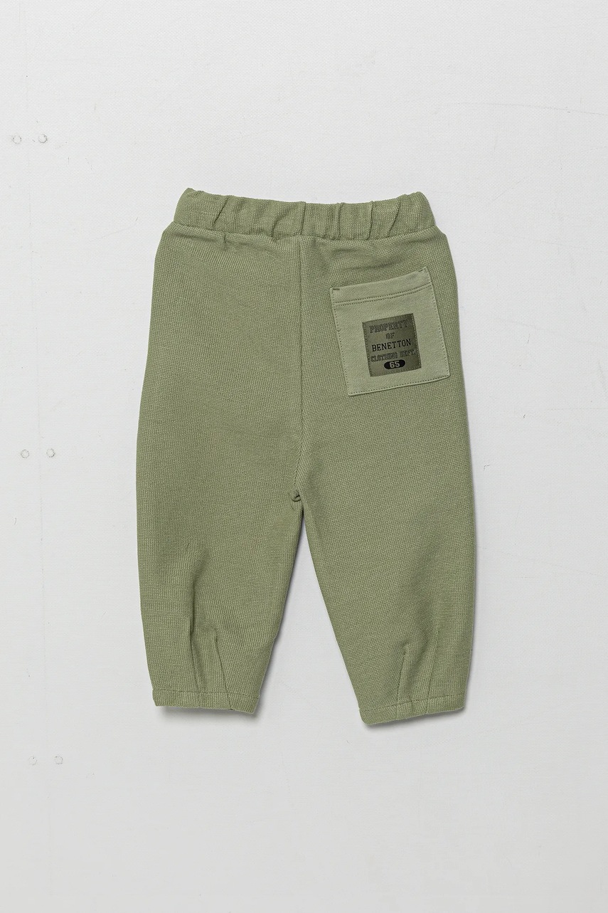 Дитячі бавовняні штани United Colors of Benetton колір зелений однотонні 3HJMGF04M