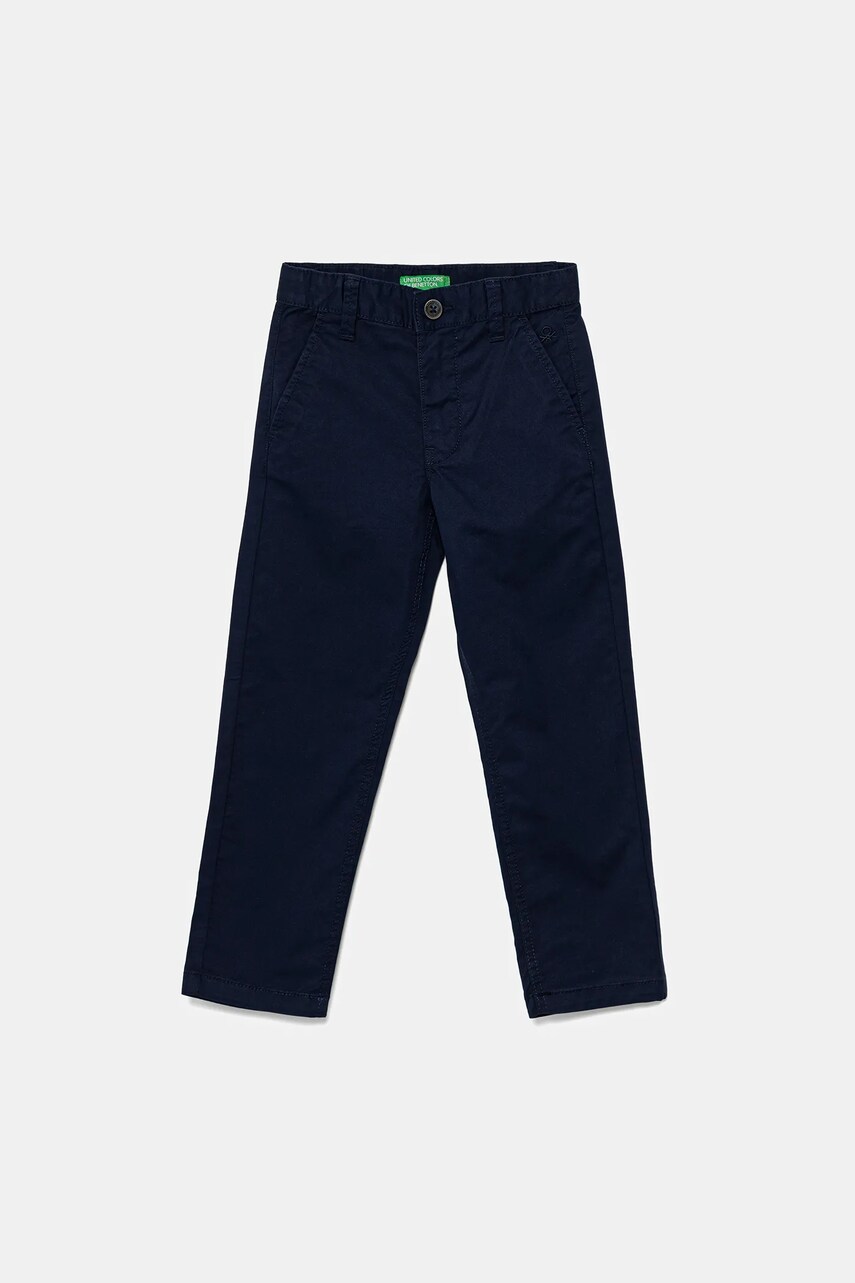 United Colors of Benetton pantaloni copii culoarea bleumarin, uni, 4T48CF011