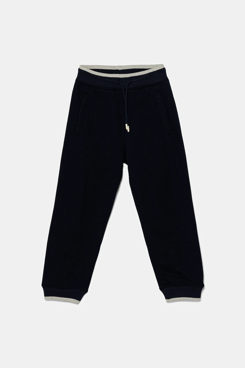 United Colors of Benetton pantaloni de trening din bumbac pentru copii culoarea bleumarin, uni, 3BC1CF065