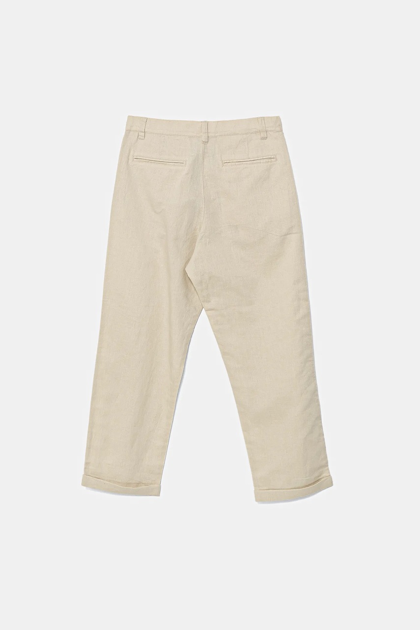 Детские льняные брюки United Colors of Benetton цвет бежевый однотонная 43WBCF02U