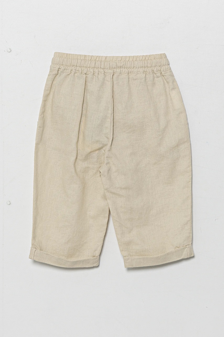 Детские льняные брюки United Colors of Benetton цвет бежевый однотонные 43WBGF01H