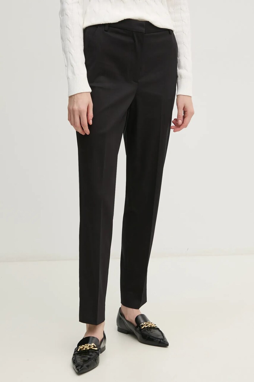 Levně Kalhoty Calvin Klein dámské, černá barva, jednoduché, high waist, K20K207837