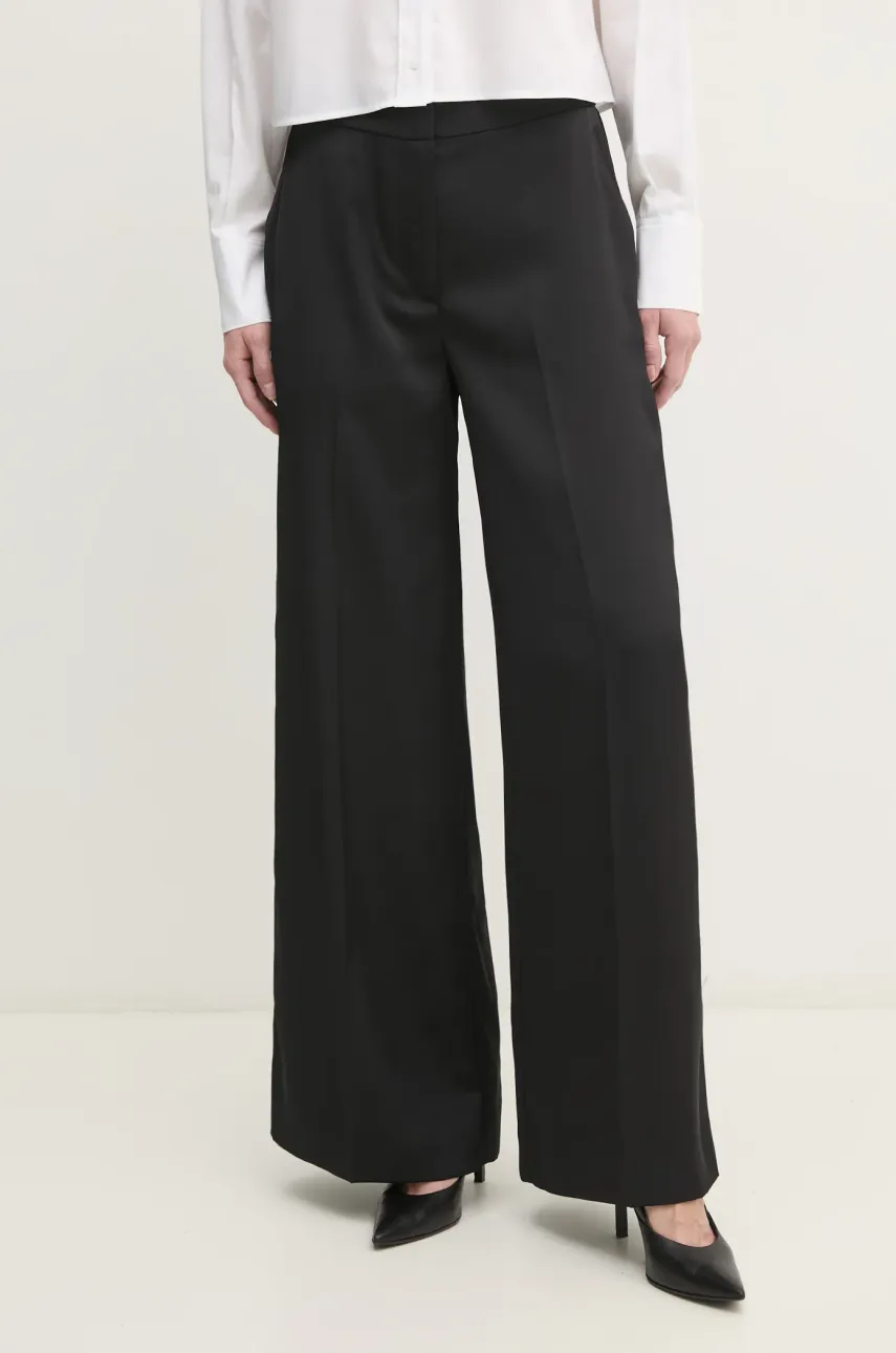 Kalhoty Calvin Klein dámské, černá barva, široké, high waist, K20K207978