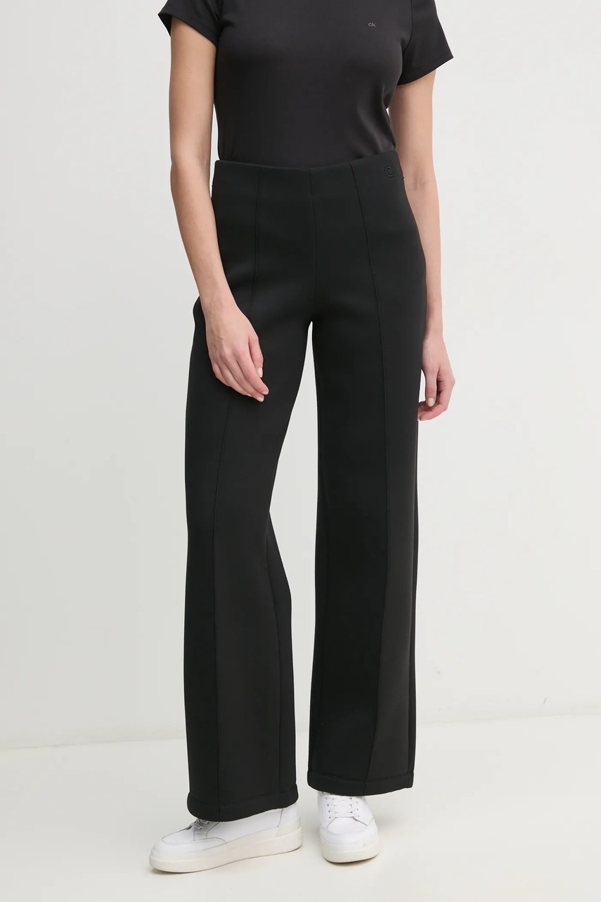 Levně Kalhoty Calvin Klein dámské, černá barva, melanžové, K20K207947
