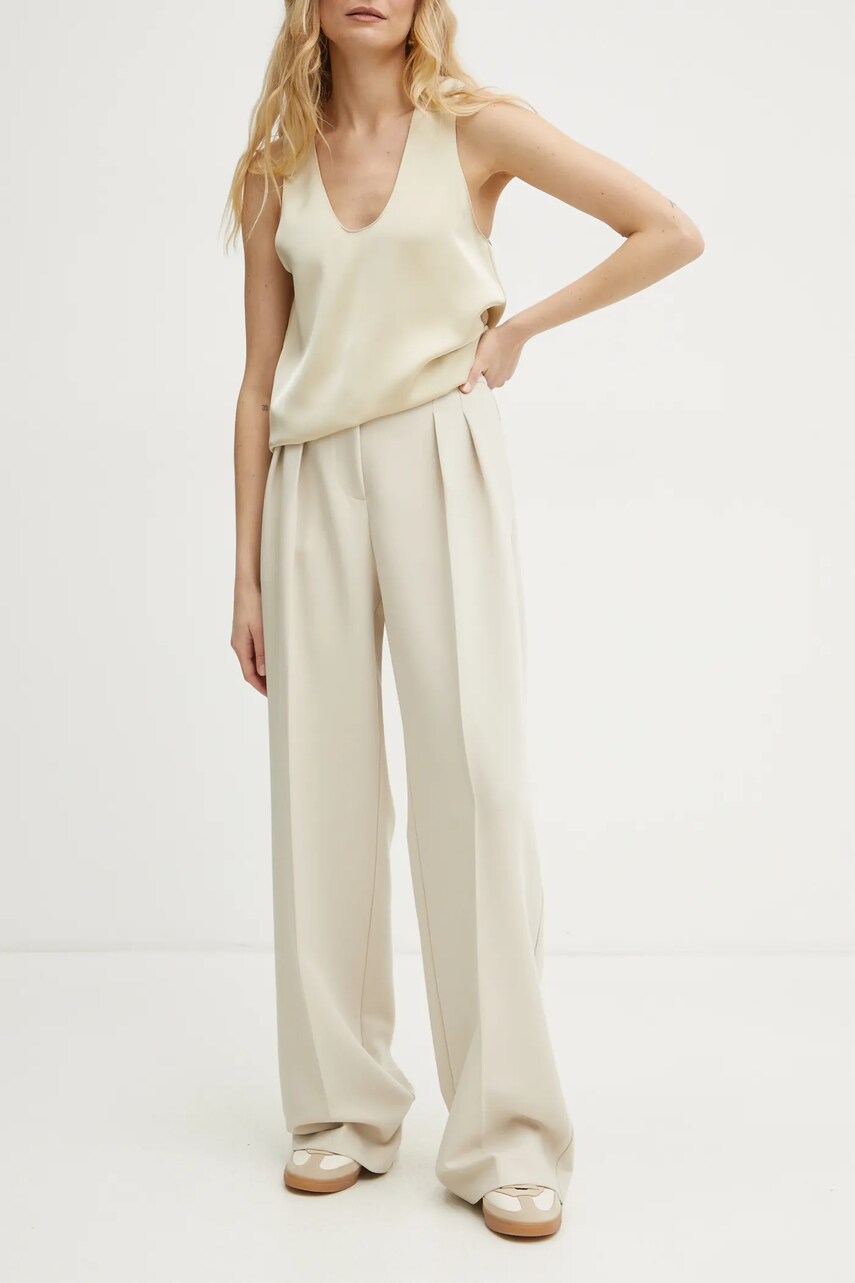 Levně Kalhoty Patrizia Pepe dámské, béžová barva, široké, high waist, 8P0669 A533