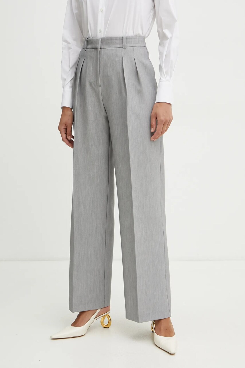 Levně Kalhoty Patrizia Pepe dámské, šedá barva, široké, high waist, 8P0669 A533