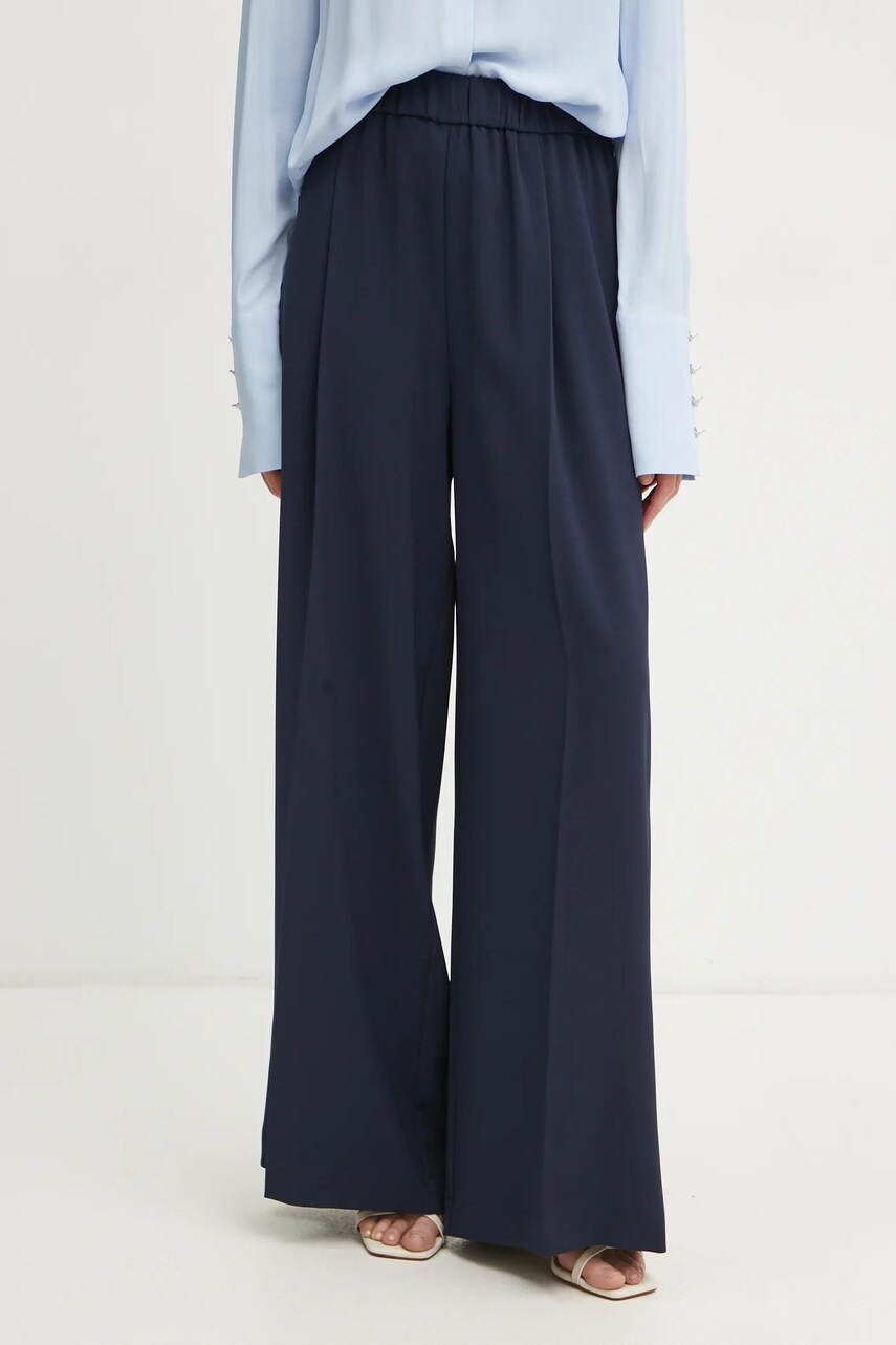 Levně Kalhoty Patrizia Pepe dámské, tmavomodrá barva, široké, high waist, 8P0710 A545