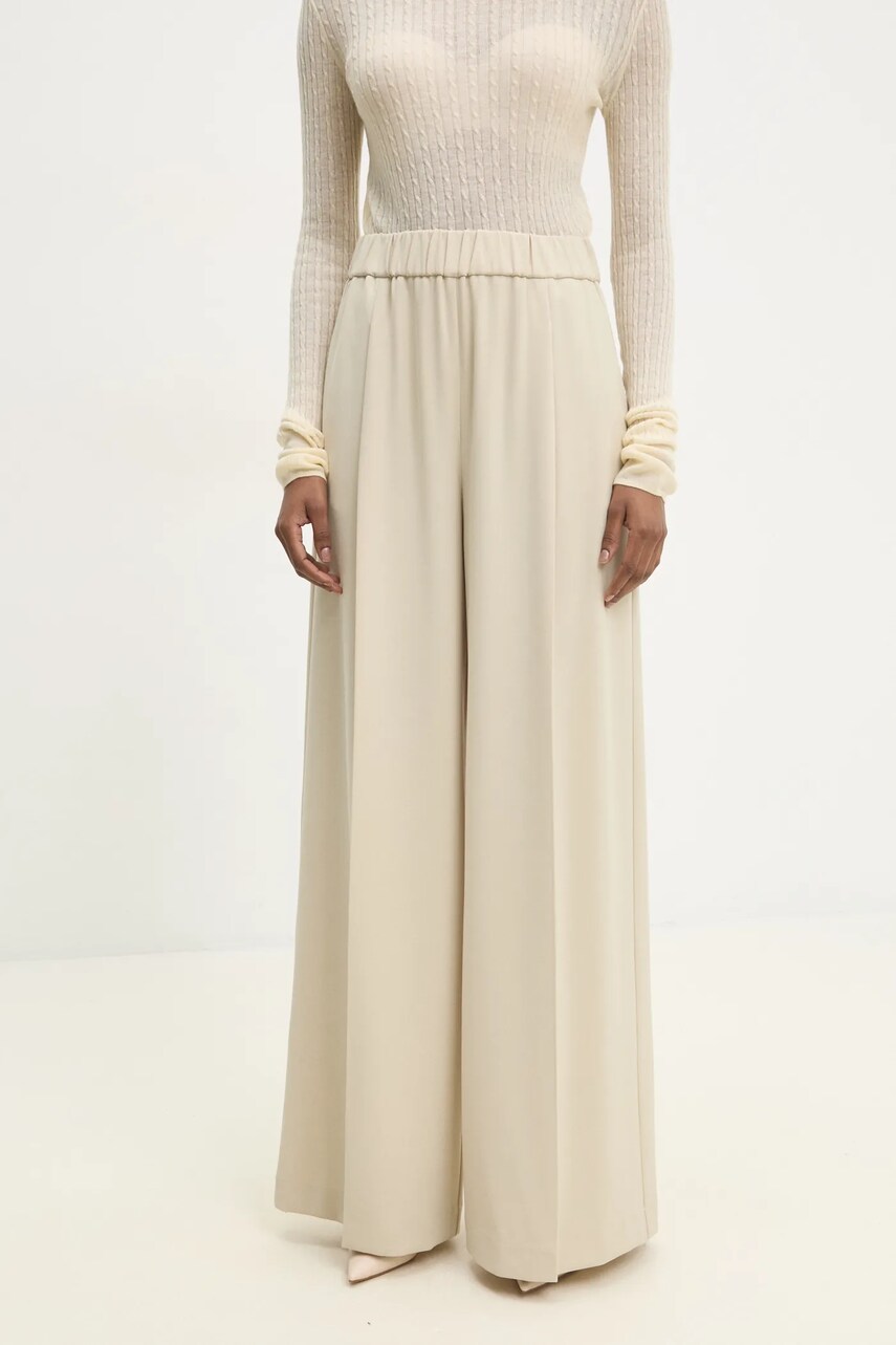 Levně Kalhoty Patrizia Pepe dámské, béžová barva, široké, high waist, 8P0710 A545