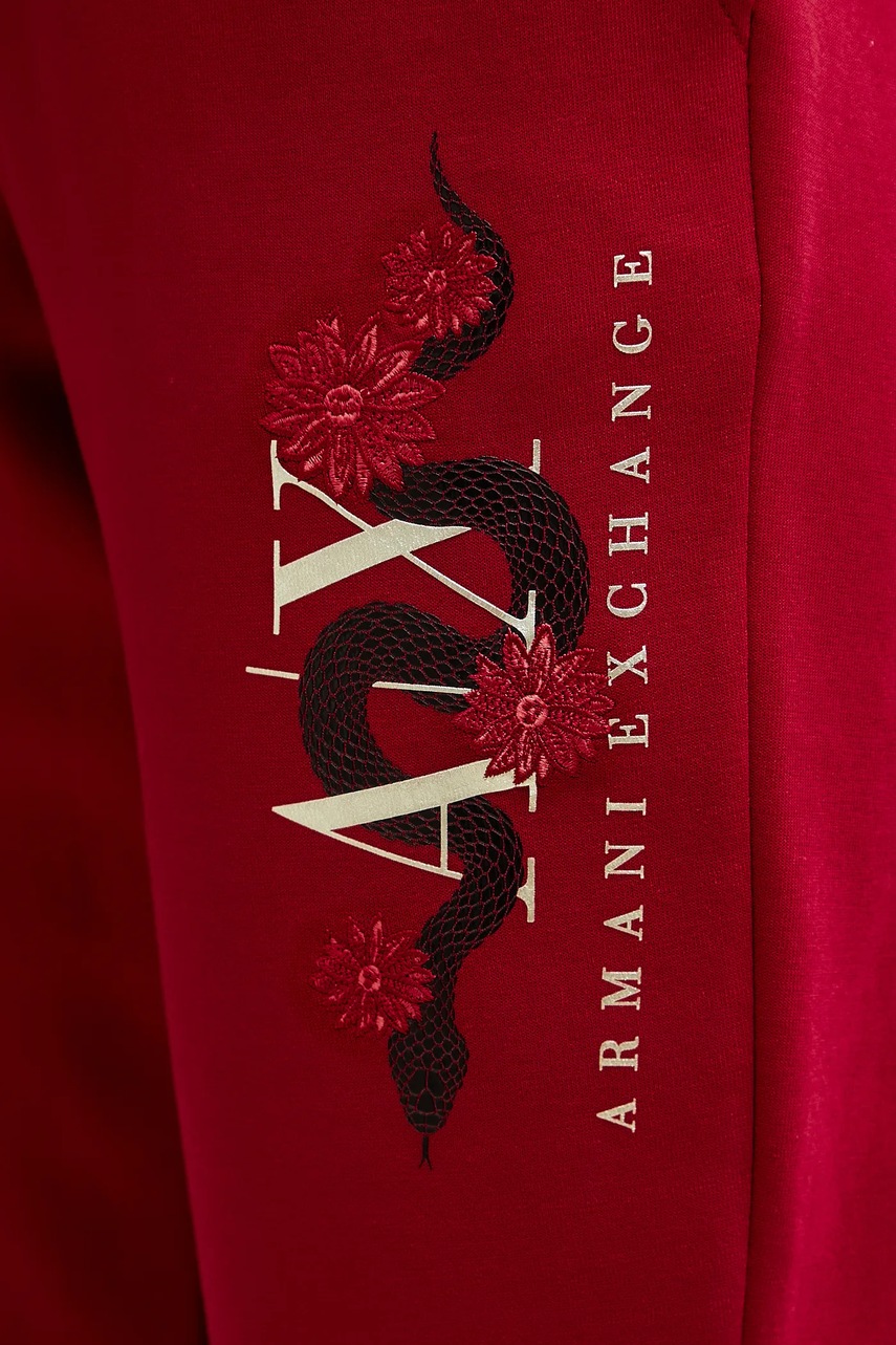 Спортивні штани Armani Exchange колір червоний з принтом XW000314 AF12261 