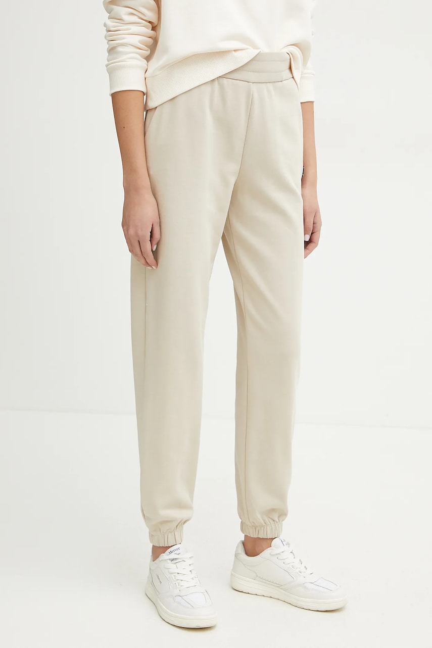 Armani Exchange pantaloni de trening femei, culoarea bej, neted, XW000089 AF10172