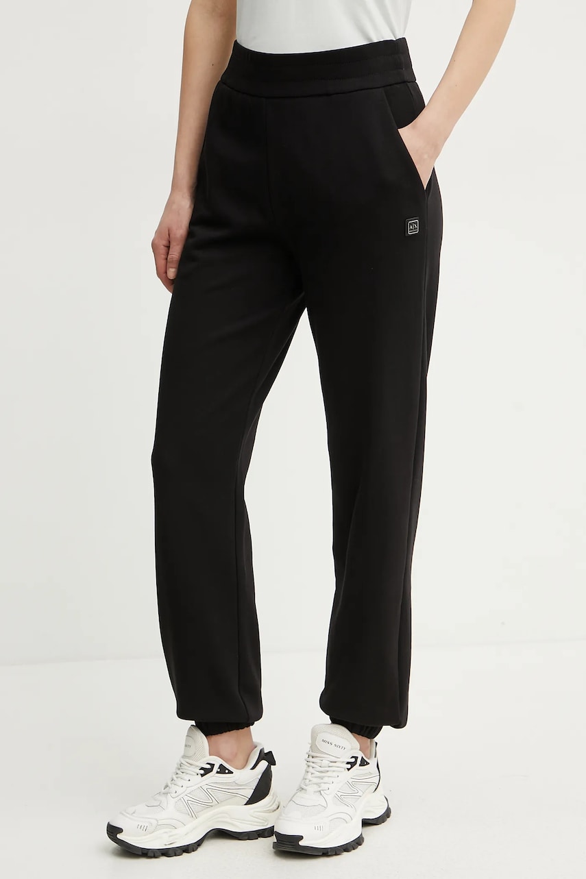 Armani Exchange pantaloni de trening femei, culoarea negru, neted, XW000089 AF10172