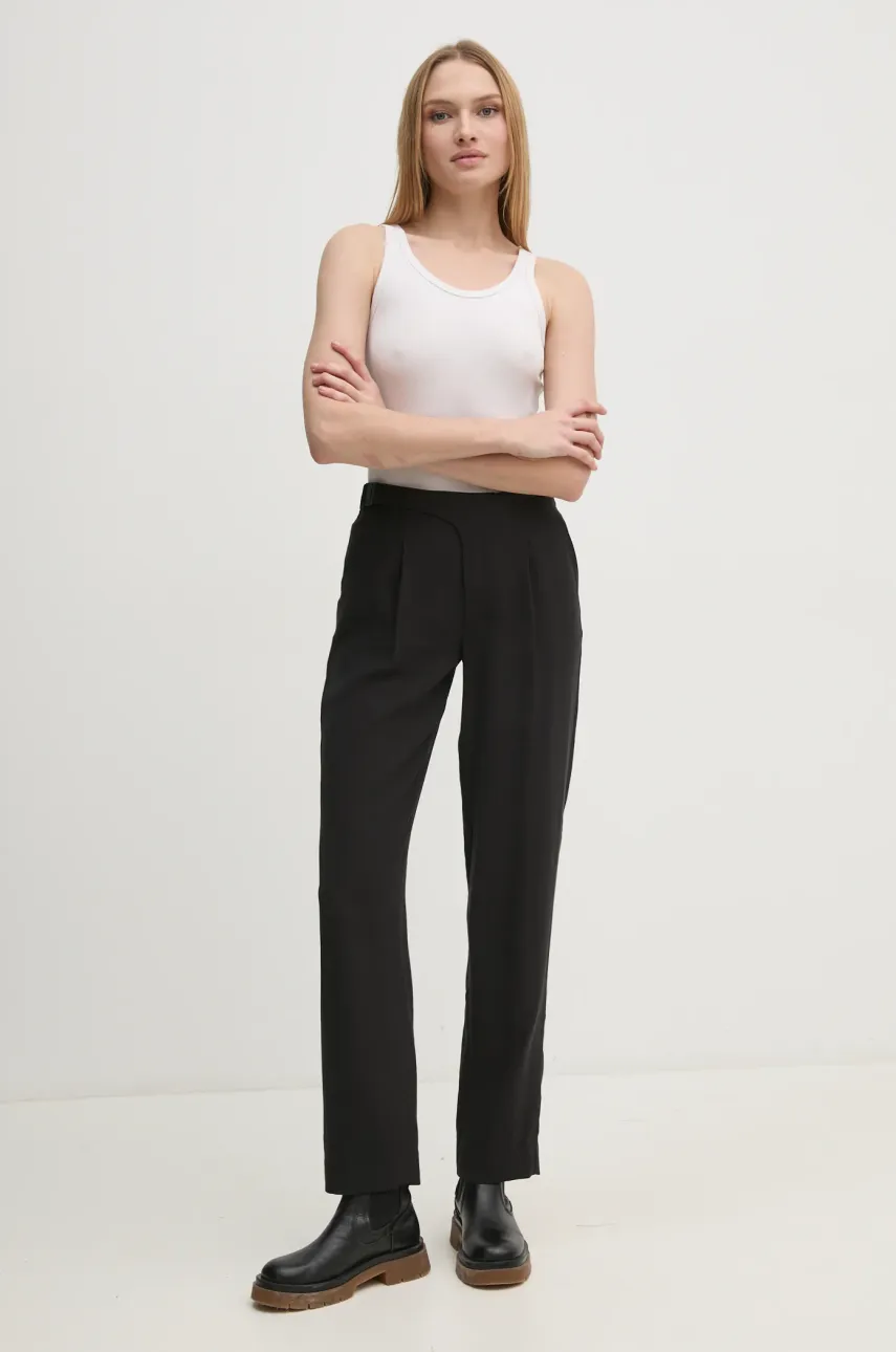 Брюки Calvin Klein Jeans женские цвет чёрный прямые высокая посадка J20J224846 Брюки Calvin Klein Jeans женские цвет чёрный прямые высокая посадка J20J224846