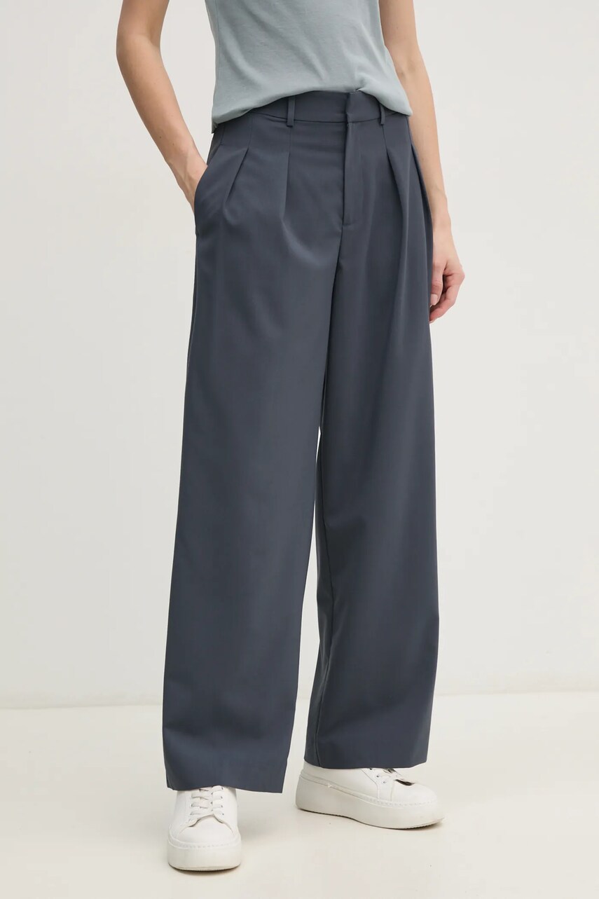 Levně Kalhoty Calvin Klein Jeans dámské, šedá barva, široké, high waist, J20J224849