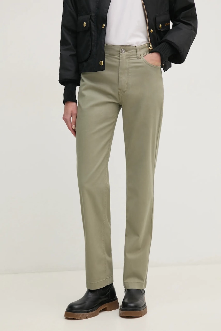 Levně Kalhoty Calvin Klein Jeans dámské, zelená barva, jednoduché, high waist, J20J224852