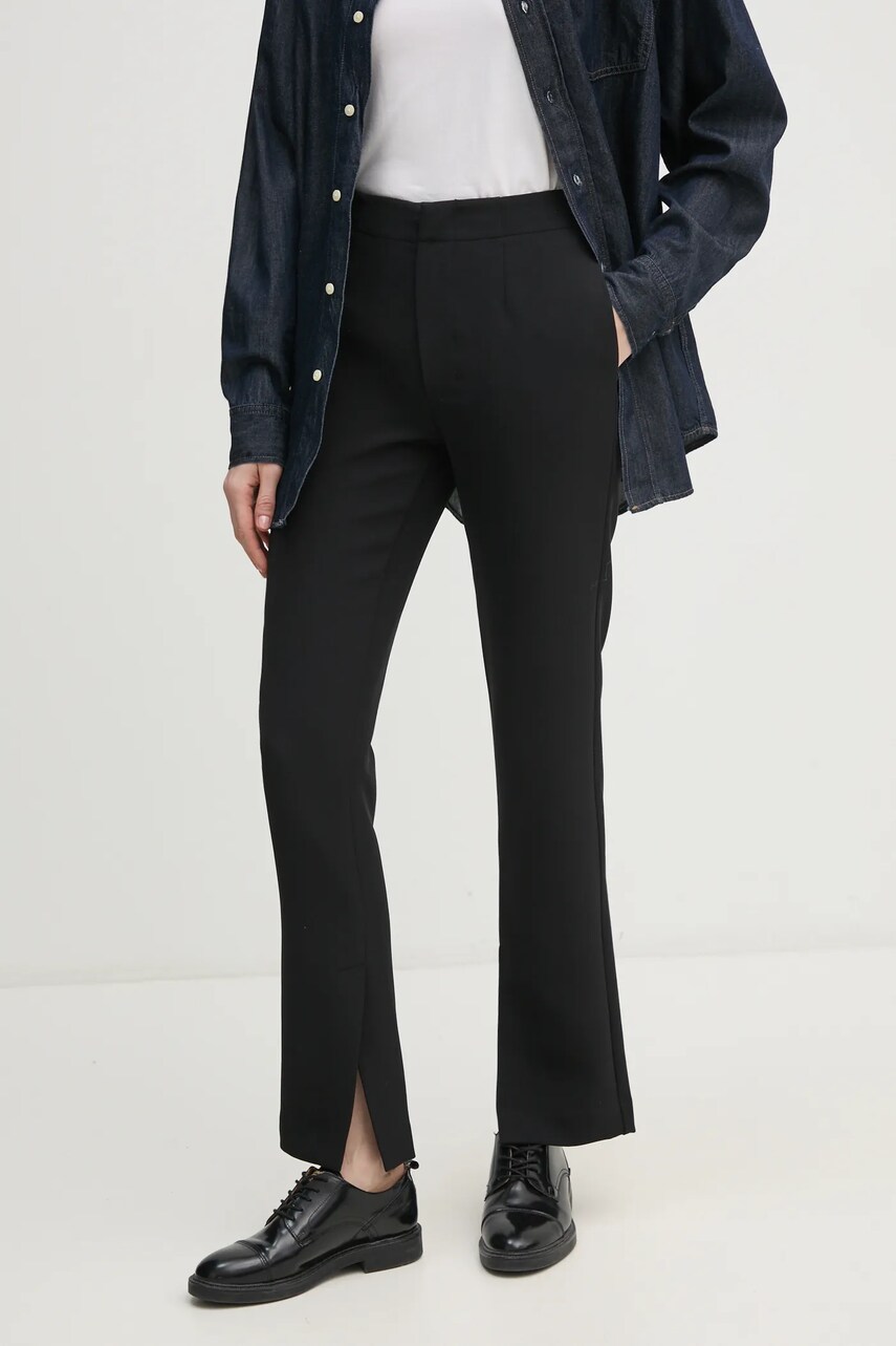 Levně Kalhoty Calvin Klein Jeans dámské, černá barva, jednoduché, high waist, J20J224853