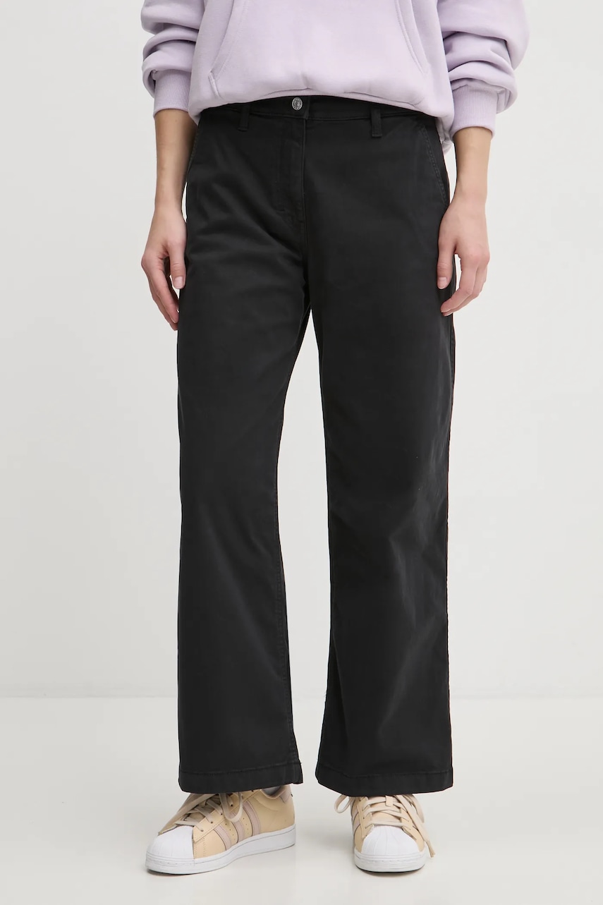 Tommy Jeans pantaloni femei, culoarea negru, lat, medium waist, DW0DW20181 Tommy Jeans pantaloni femei, culoarea negru, lat, medium waist, DW0DW20181