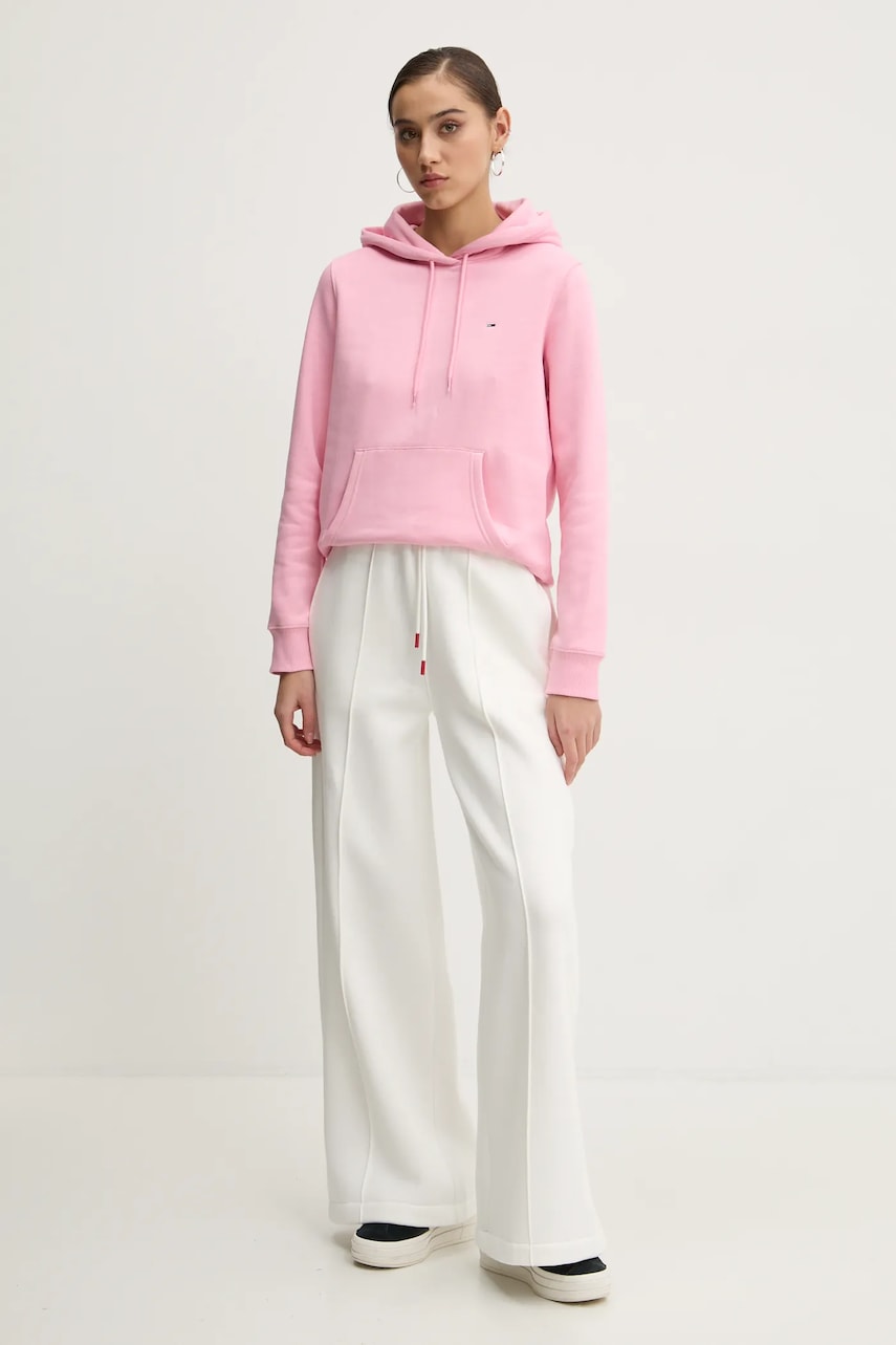 Спортивные штаны Tommy Jeans цвет бежевый однотонные DW0DW20560 Спортивные штаны Tommy Jeans цвет бежевый однотонные DW0DW20560